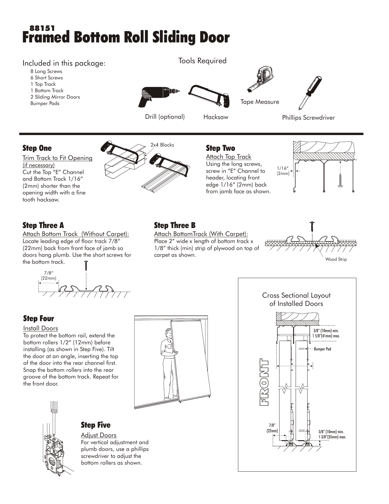 Reliabilt Sliding Closet Doors Installation Instructions Dandk Organizer