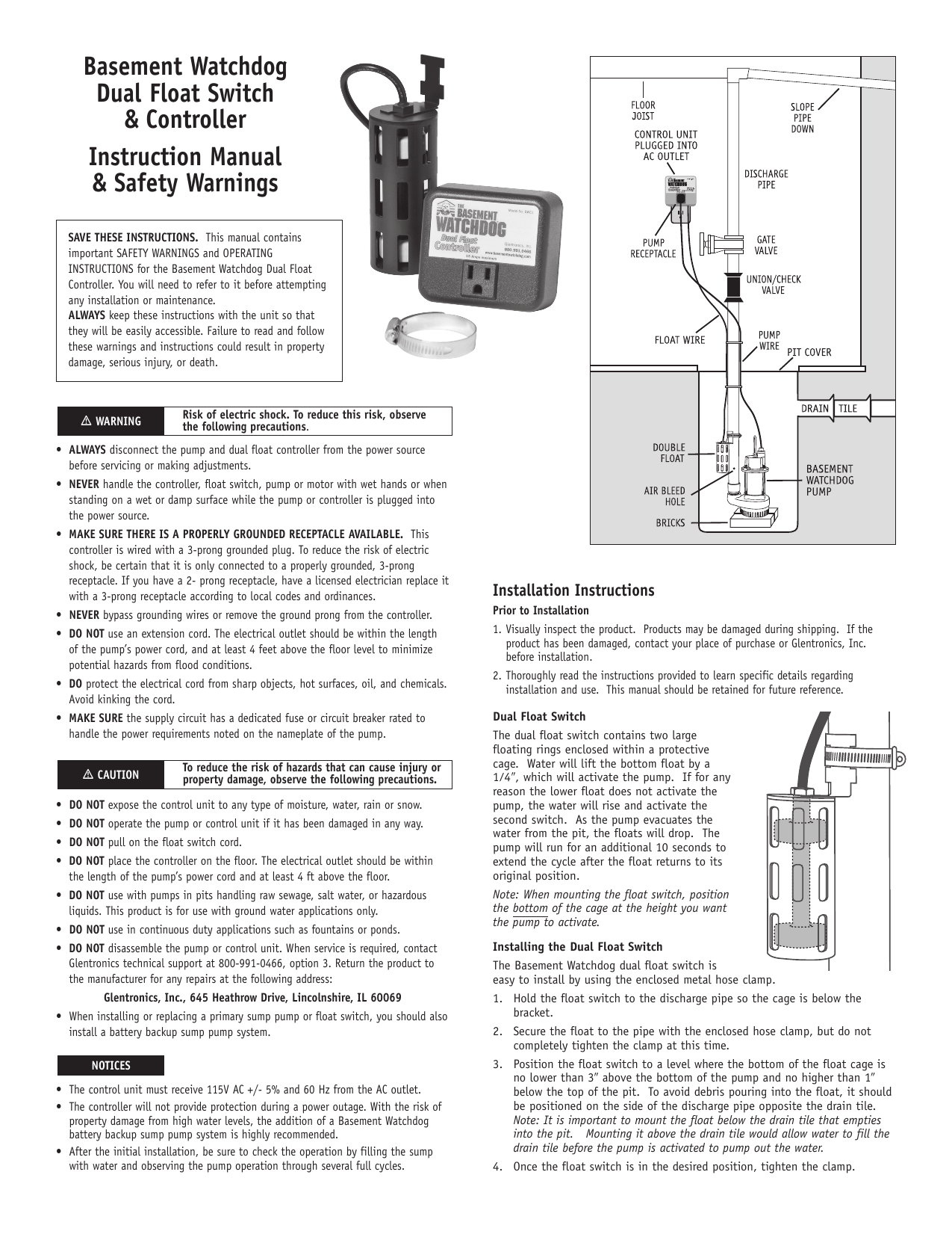 Basement Watchdog Bwc1 User Guide Manualzz