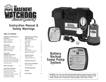 Basement Watchdog Bwel 0 25 Hp Plastic Battery Powered Sump Pump Use And Care Guide Manualzz