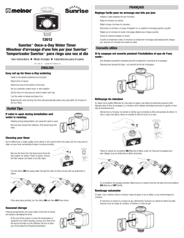 Melnor 13012 Sunrise Daily Water Timer Installation Guide | Manualzz