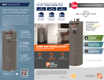 Rheem Gladiator 40 Gal. Medium 12 Year 5500/5500-Watt Smart Electric Water  Heater with Leak Detection and Auto Shutoff XE40M12CS55U1 - The Home Depot