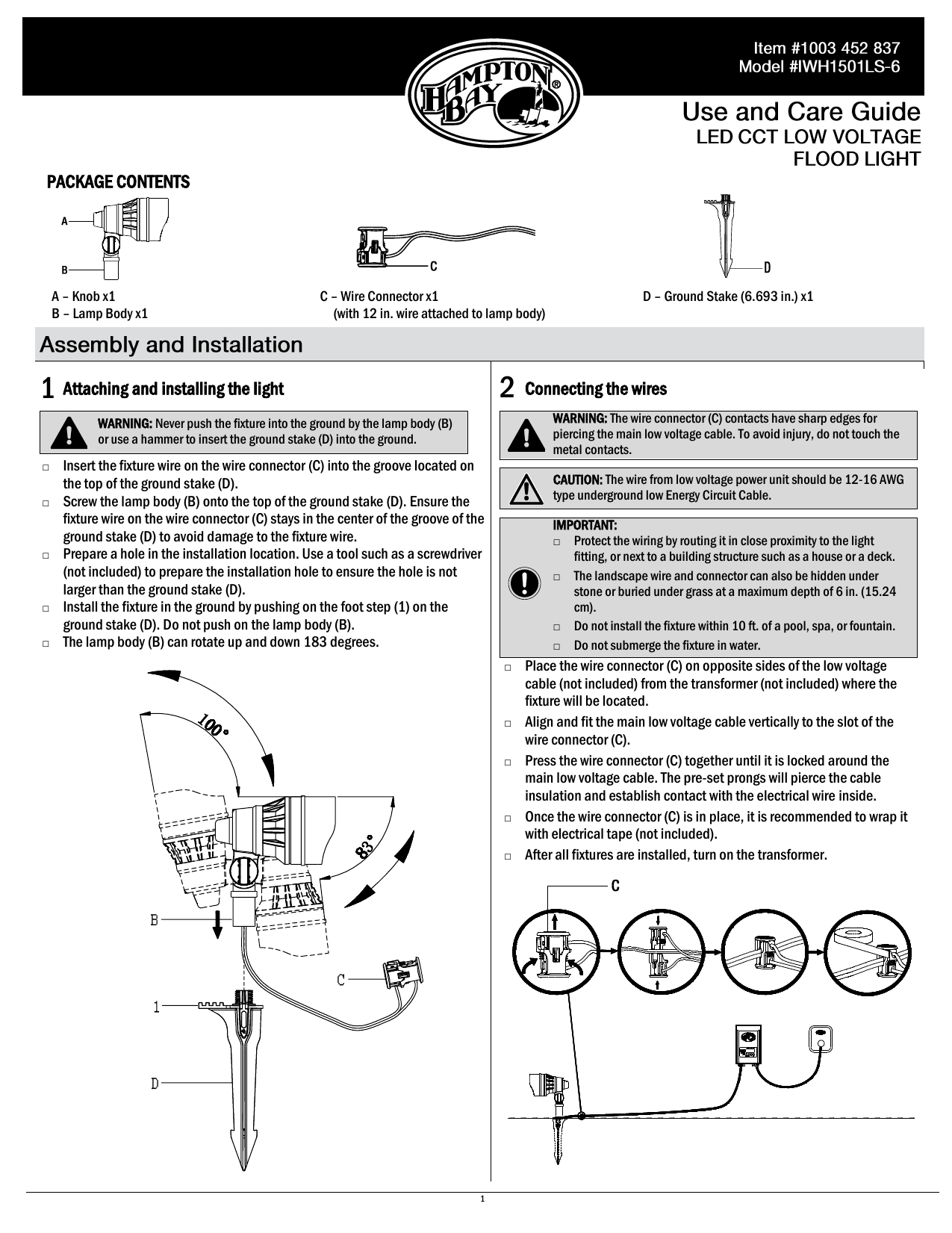 Hampton Bay IWH1501LS-6 Operating instructions | Manualzz