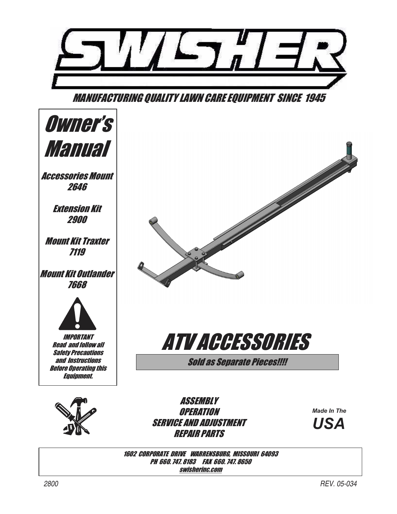 Motorcycle & ATV Accessories Swisher 2646 Universal ATV Mounting Kit