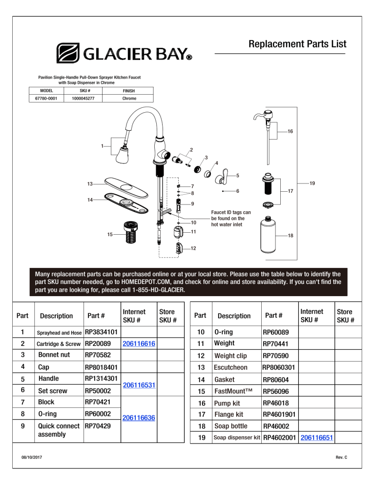 Glacier Bay 67780-0001 Product information | Manualzz