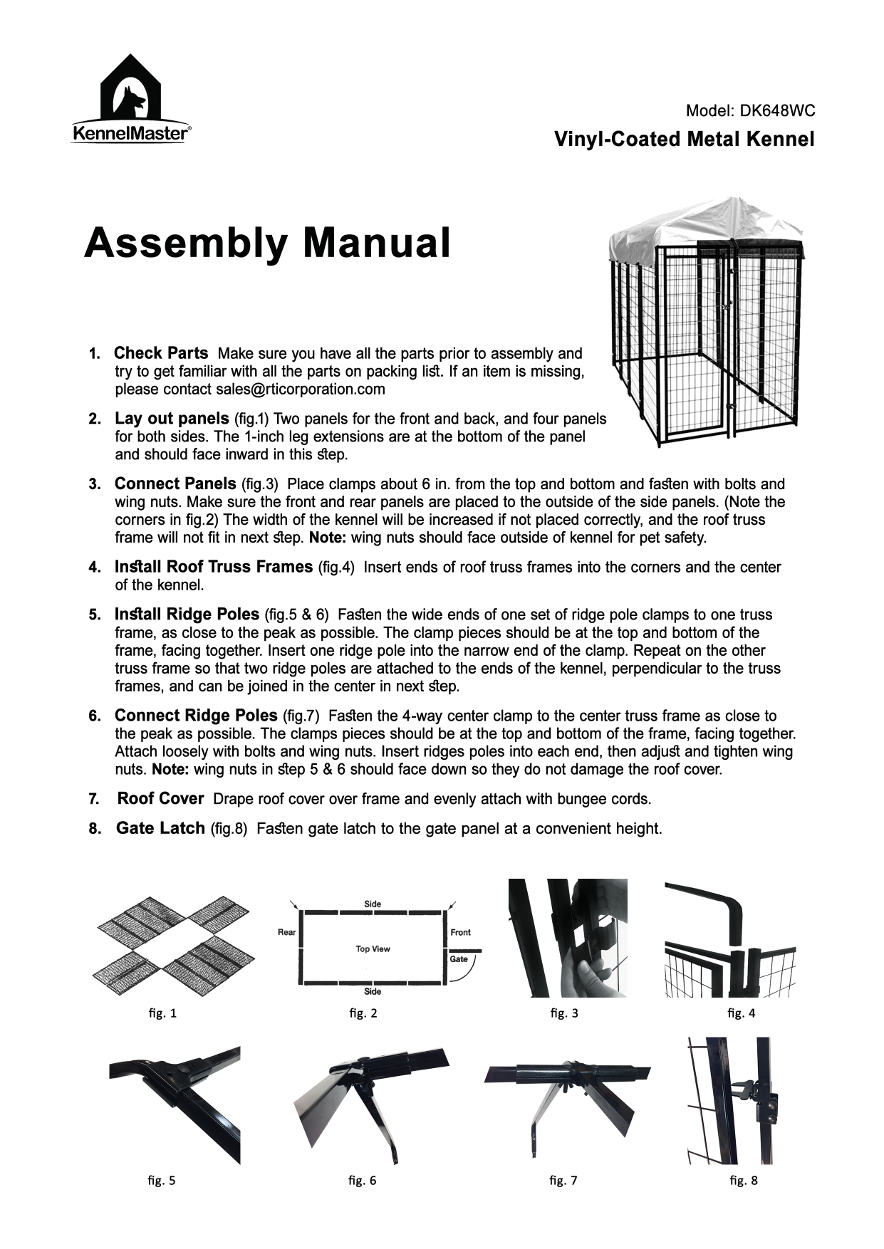 KennelMaster K648WWBL/C 4 ft. x 8 ft. x 6 ft. Welded Wire Dog Fence