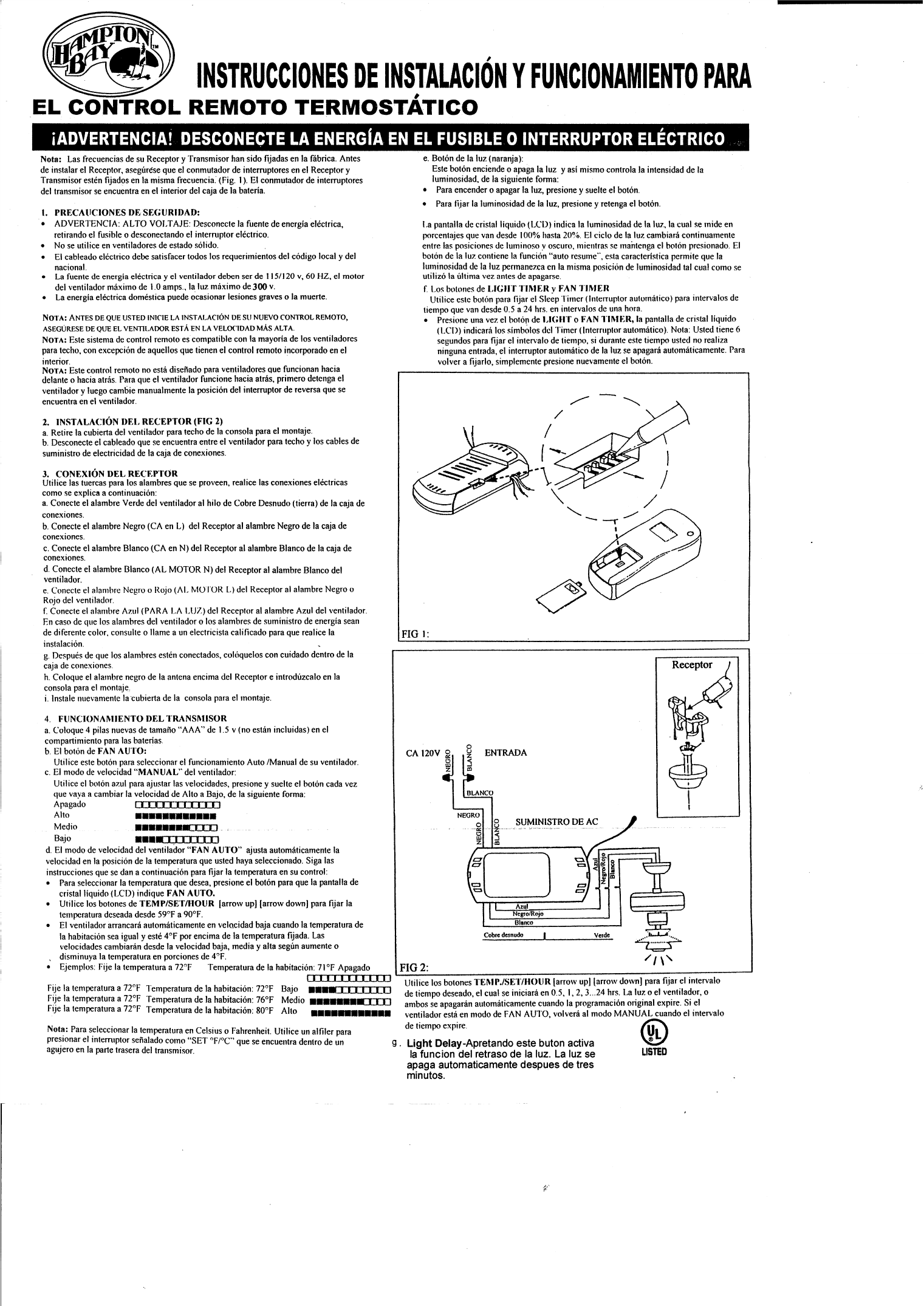 Hampton Bay 60001 Installation guide | Manualzz