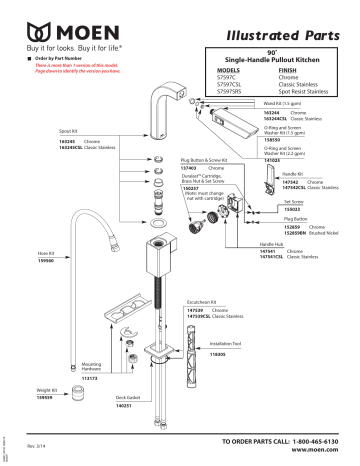 Moen S7597C 90 Degree Chrome one-handle high arc pullout kitchen faucet ...