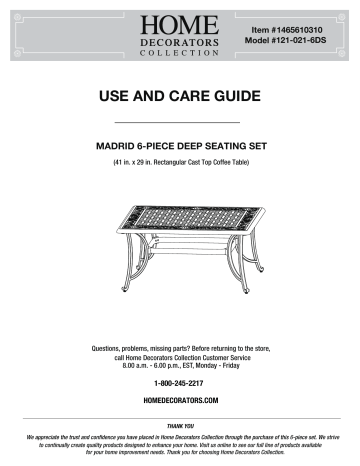 Martha Stewart Living 9870700800 Alessandria 4-Piece Metal Patio Conversation Set Use and care guide | Manualzz