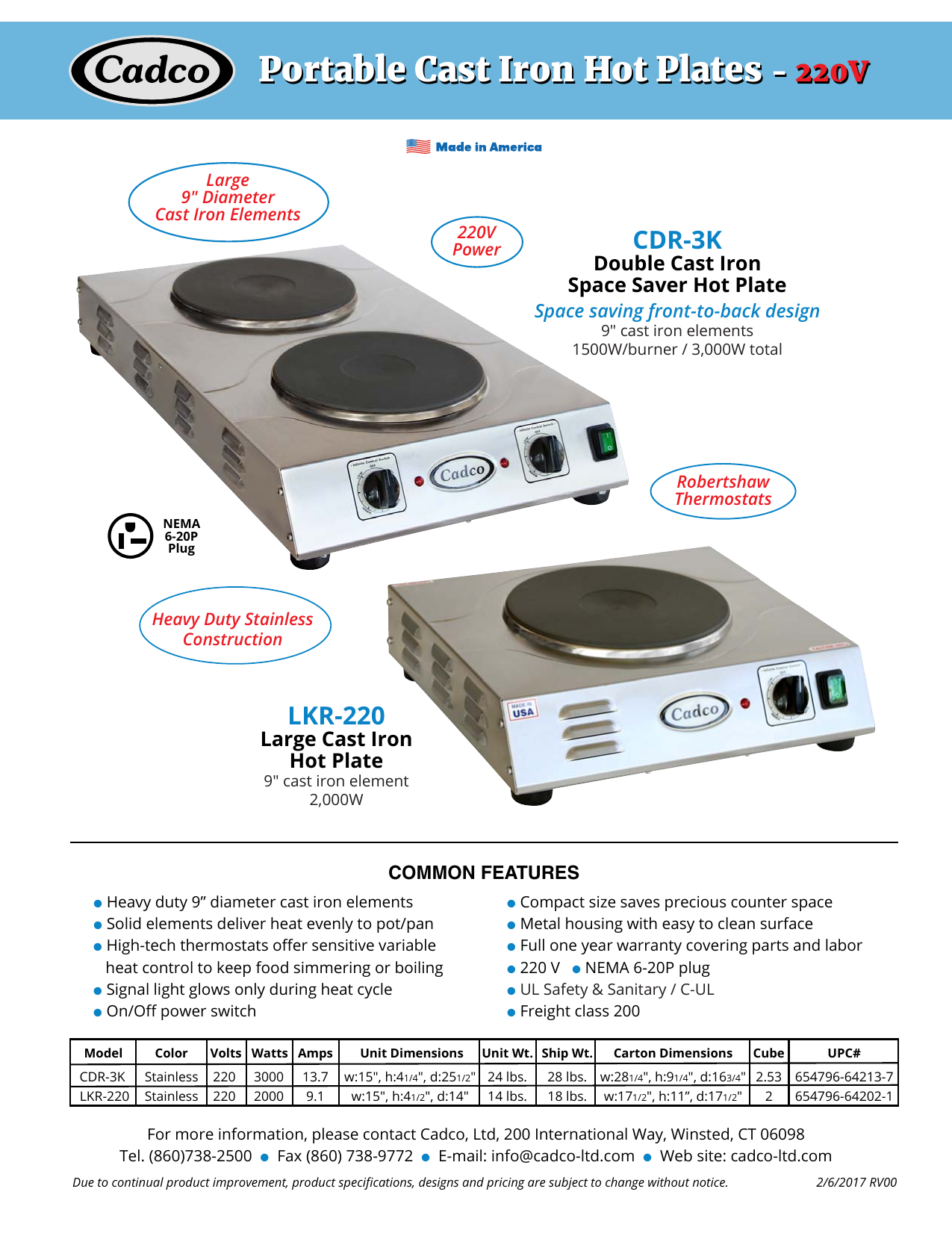 Cadco CDR-2CFB Hot Plate,Double,Cast Iron