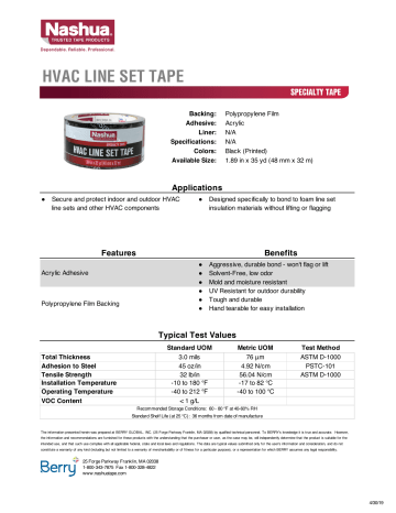 Nashua Tape 1529834 1.89 in. x 35 yd. HVAC Line Set Duct Tape Instructions