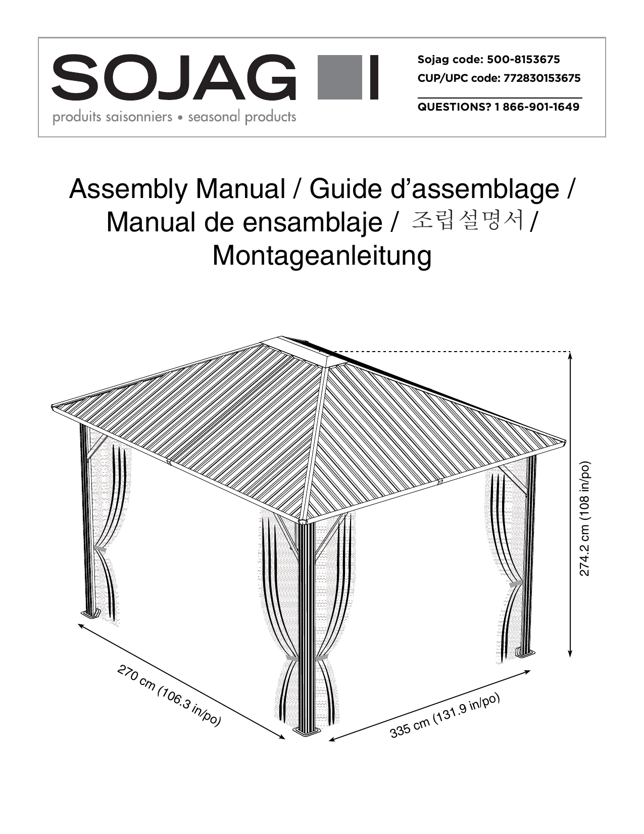 Sojag 10 ft. x 12 ft. Genova Gazebo 
