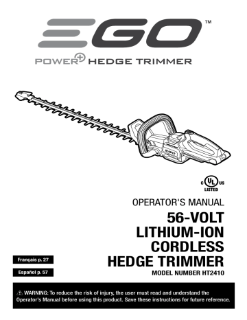 ego cordless utilisateur manualzz hedgetrimmer