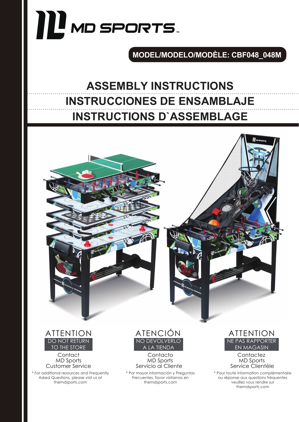 md sports 12 in 1 game table instructions