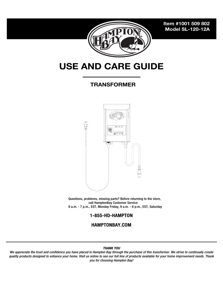 Hampton Bay SL12012A User guide Manualzz