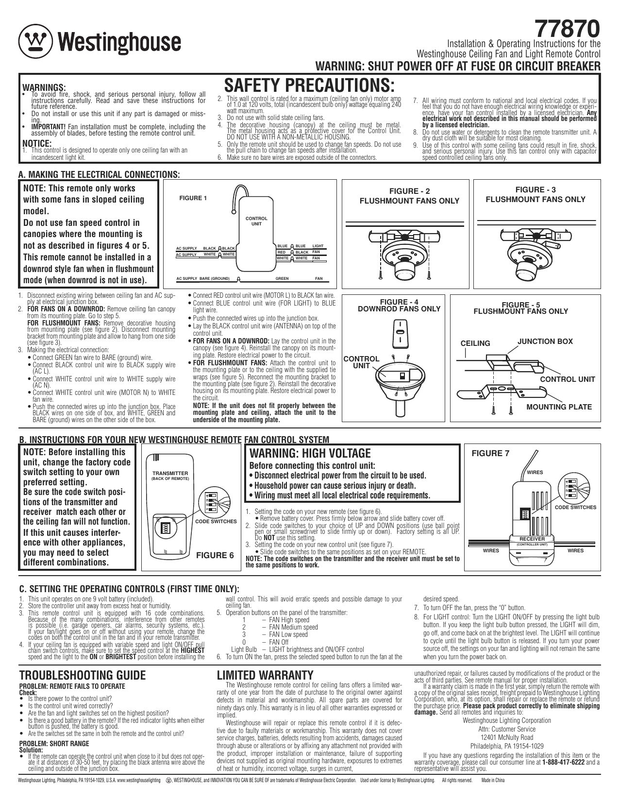 Westinghouse 7787000 Installation guide | Manualzz
