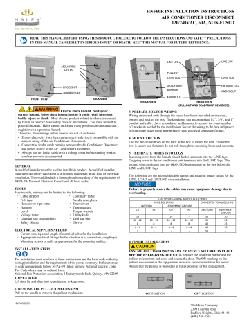 Halex HNF60R 60-AMP 120/240-Volt Non-Fuse Metallic AC Disconnect ...