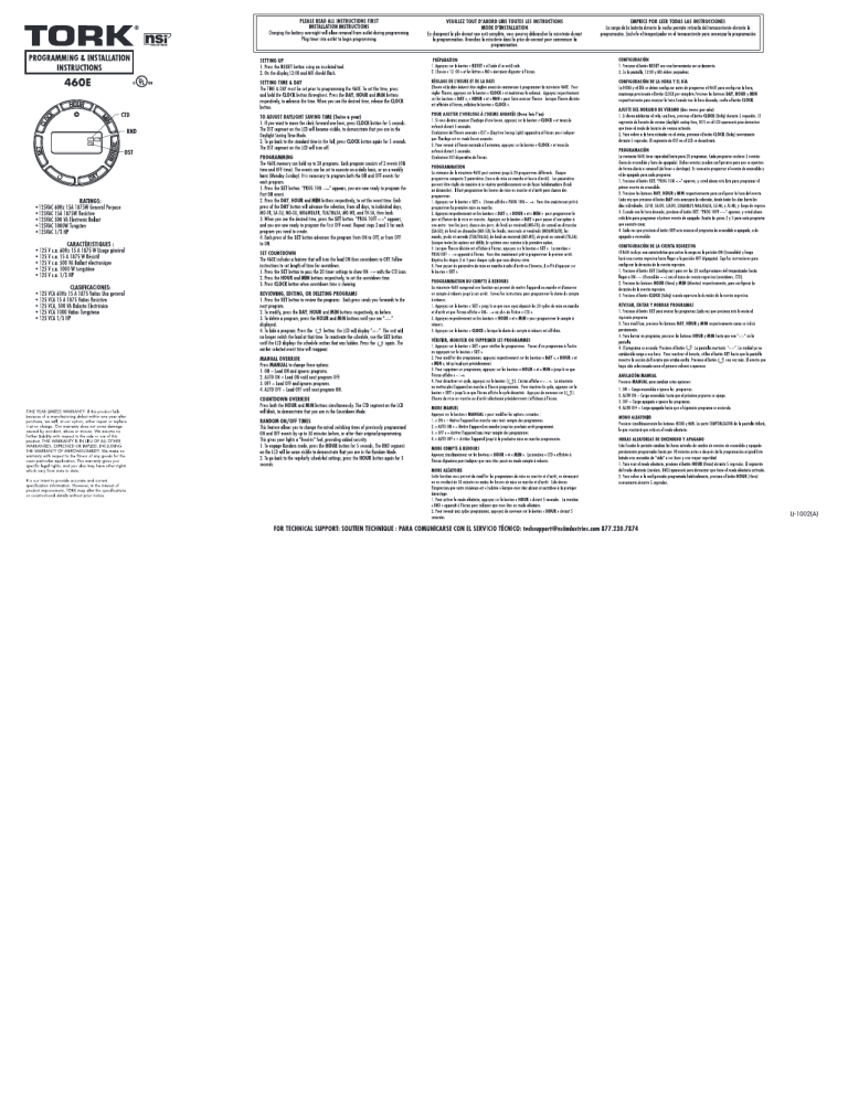 Tork 460E Operating instructions | Manualzz