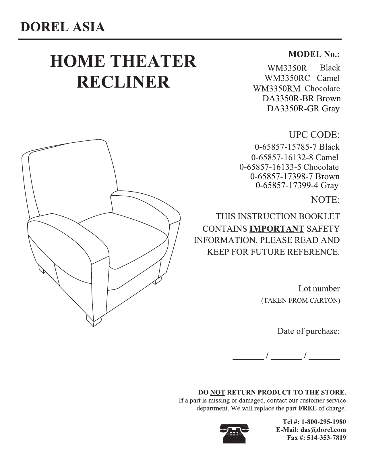 Dorel Living Fh3350r Gr Marina Gray Faux Leather Home Theater Recliner Instructions Assembly Manualzz