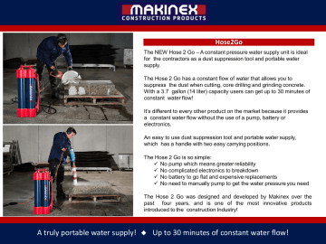 Makinex H2G 3.7 Gal. Portable Water Supply Unit for Coring Product Brochure | Manualzz