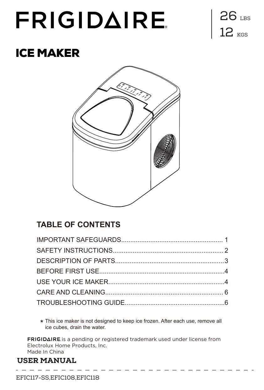 frigidaire countertop ice maker troubleshooting