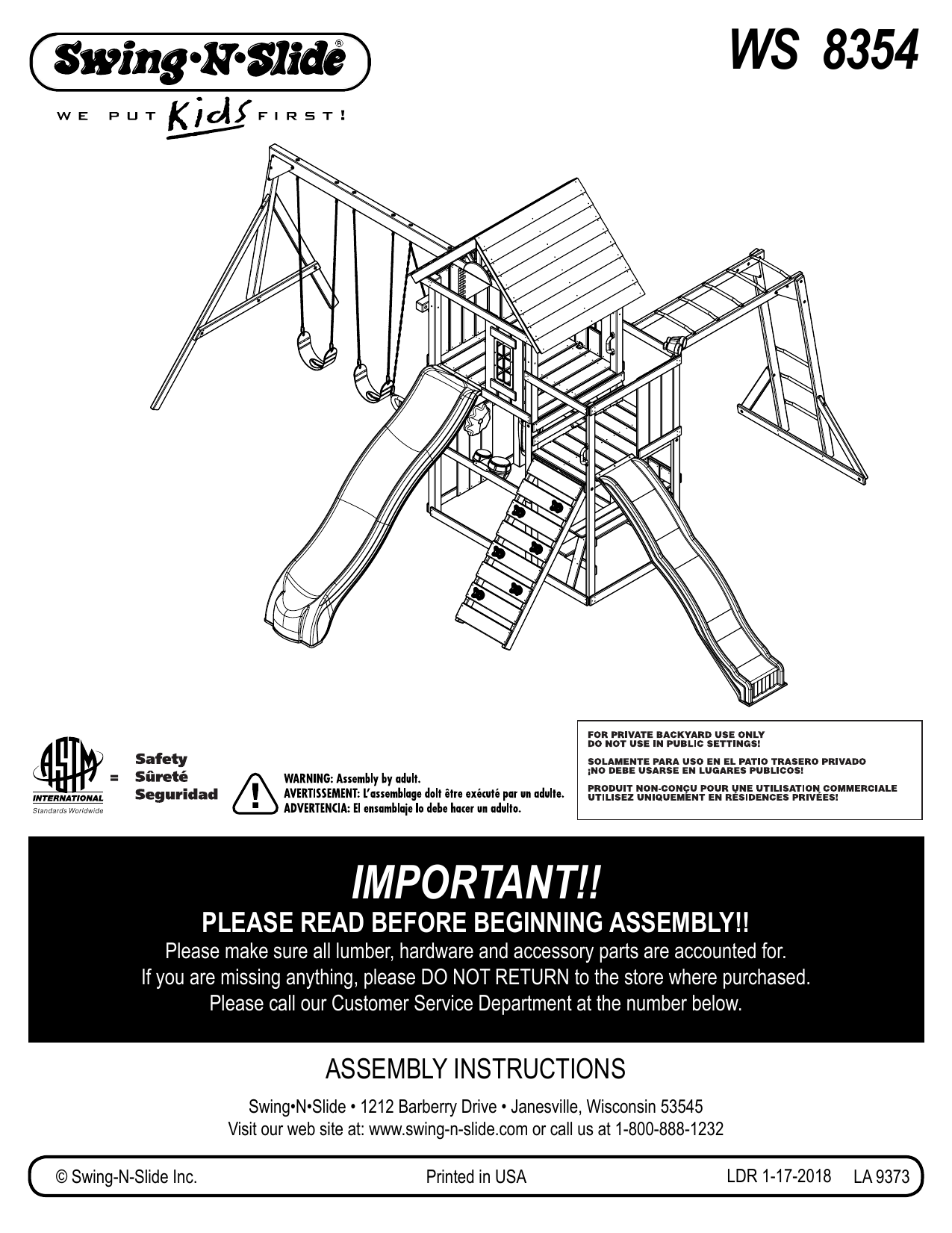 SwingNSlide Playsets WS 8354 Operating instructions Manualzz