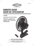RoadPro RP-1137 12-Volt Quick Clip Multi-Mount Oscillating Fan Owner's Guide