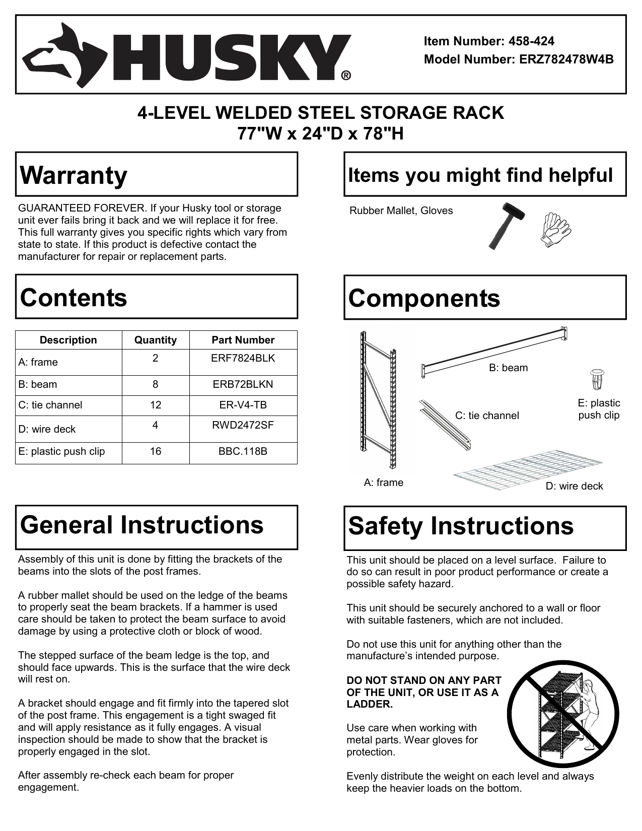 Husky ERZ902490W5 90 in. W x 90 in. H x 24 in. D 5Shelf Welded Steel