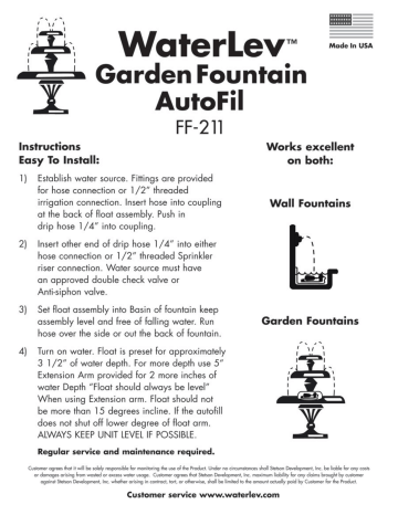 Details about   WaterLev Auto Fill System for Outdoor Fountains Maintains the Water Level 