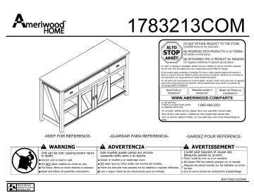 Ameriwood 1783213COM Farmington Weathered Oak 60 in. TV Stand Instructions / Assembly | Manualzz