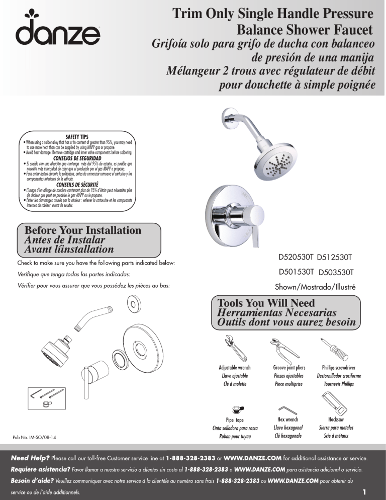 Danze D501530BNT, D520530BNT Installation guide Manualzz
