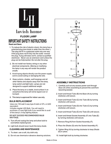Lavish Home Hw1000029 75 5 In Black Metal Torchiere Floor Lamp With Frosted Glass Shade Instructions Assembly Manualzz Black Metal Torchiere Floor Lamp, Floor Lamp Assembly Instructions