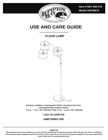 Hampton Bay Af40818ab 80 In Antique Bronze 3 Arc Floor Lamp With Burlap Drum Shades Instructions Assembly Manualzz Antique Bronze 3 Arc Floor Lamp, Hampton Bay Bronze Floor Lamp