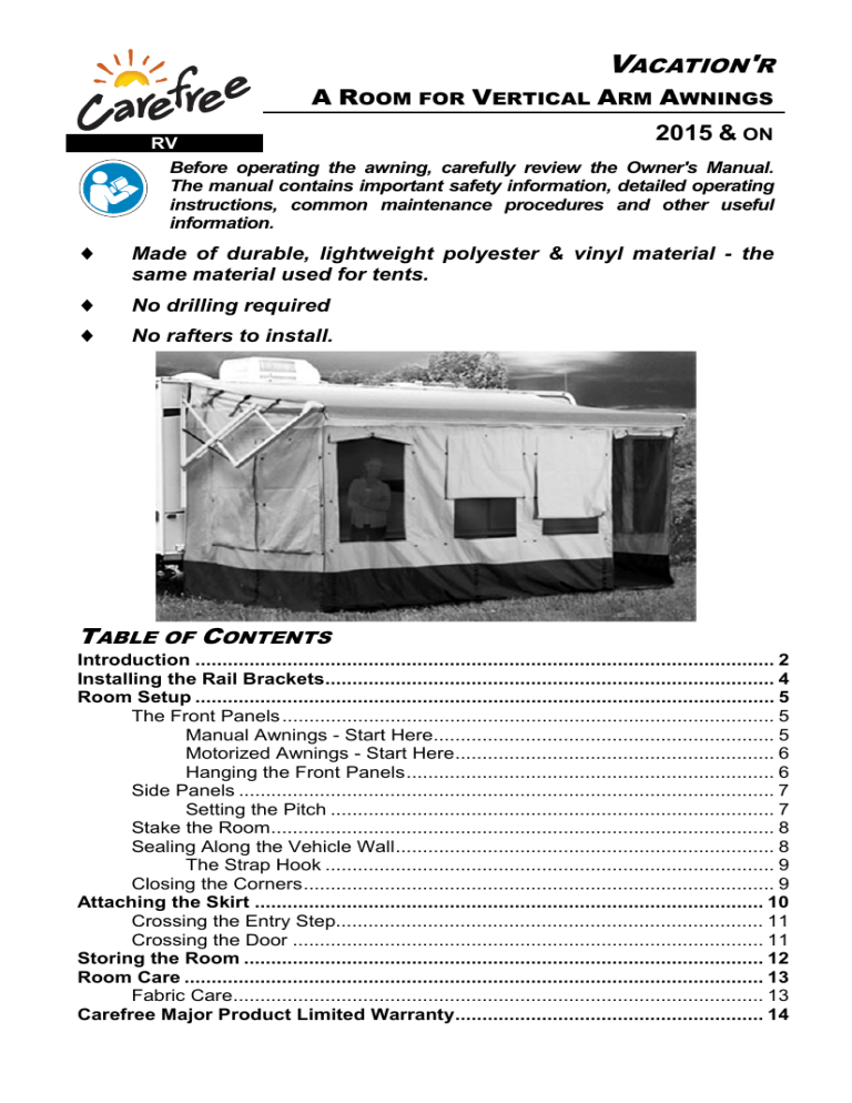 Carefree 291600, 291800, 292000 User manual Manualzz