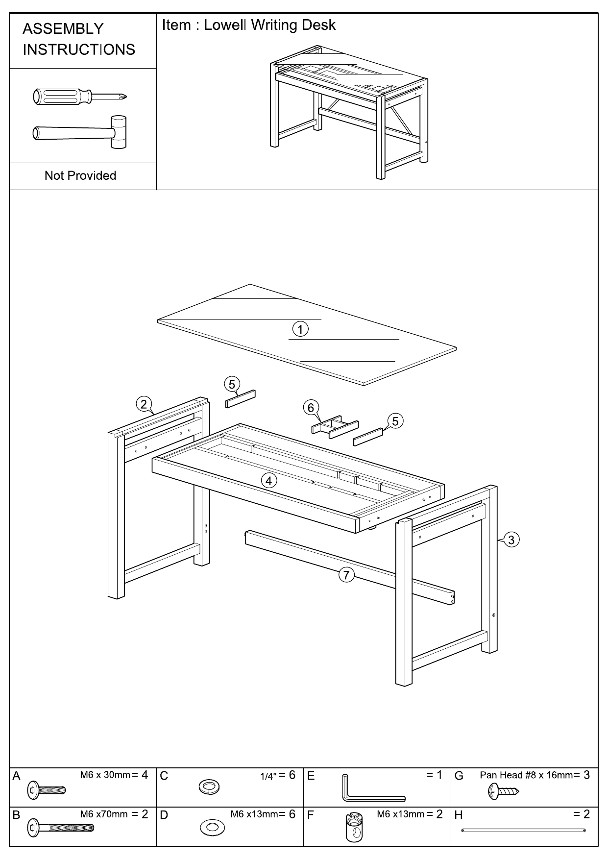 Baxton Studio 28862 3953 HD Idabel Dark Brown Desk Instructions