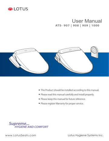 Lotus Smart Hygiene Seat Ats 1000l Ats 1000 Advanced Smart Electric Bidet Seat For Elongated Toilets With Remote In White Full Product Manual Manualzz