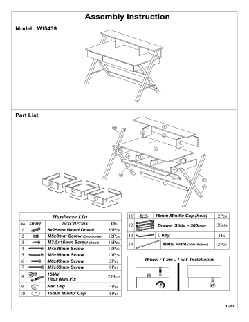 Baxton Studio 28862 5439 HD Crossroads Oak Desk Instructions