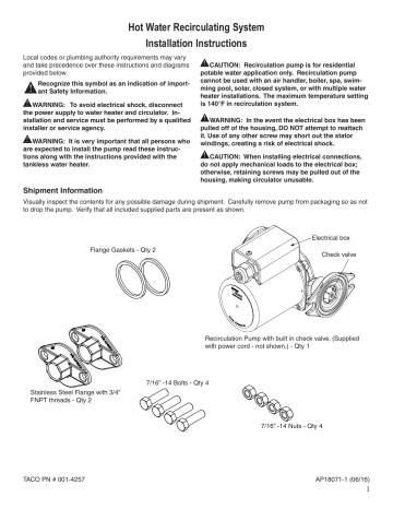 Rheem RH17920 Timer Based Recirculation Pump Kit for Tankless Water Heaters  Instructions / Assembly | Manualzz