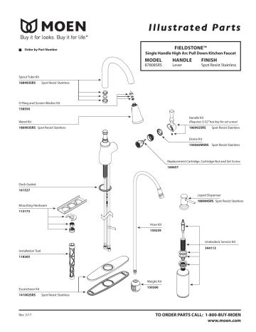 Moen Single Lever Kitchen Faucet Parts Diagram 