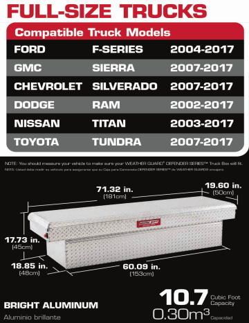 Weather guard 71.38 aluminum full size crossbed truck store tool box