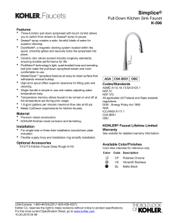 Kohler K-596-VS - Installation guide, Product information