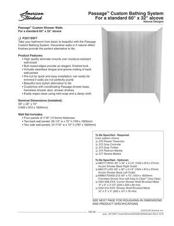 American Standard Passage 32 in. x 60 in. x 72 in. 4-Piece Glue-Up