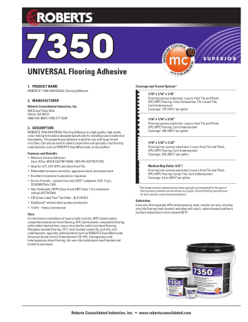 Roberts 7350 1 Gal Universal Flooring Adhesive Installation Guide Manualzz Roberts 7350 1 Gal Universal, Roberts Universal Flooring Adhesive