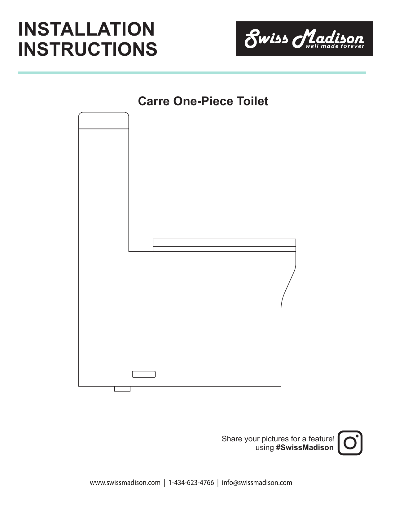 Swiss Madison Sm 1t256 Carre 1 Piece 0 8 1 28 Gpf Dual Flush Square Toilet In White Seat Included Installation Guide Manualzz