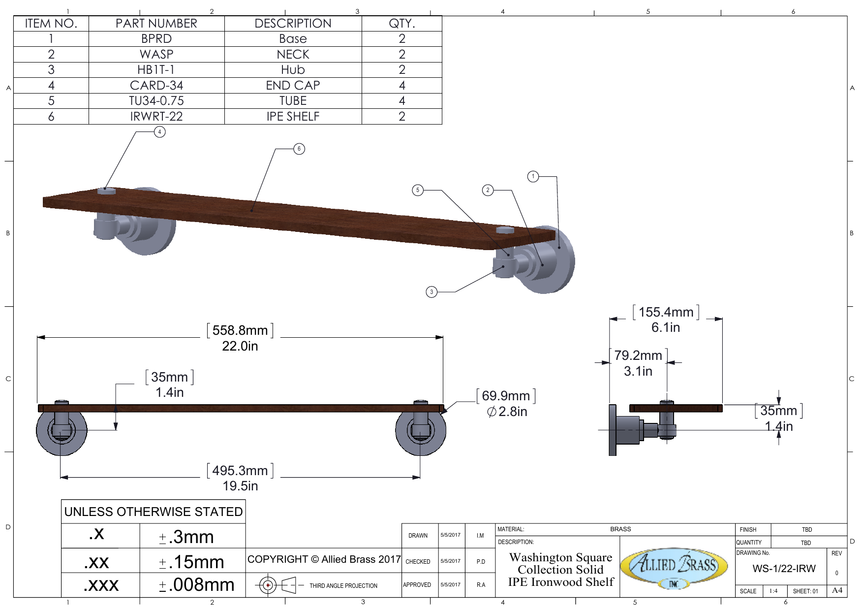  Allied Brass WP-1/16-GAL-SBR Wp 1 Gal Waverly Place