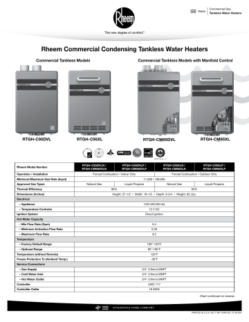 Rheem RTGH-C95XLP Commercial 9.5 GPM Liquid Propane High Efficiency ...