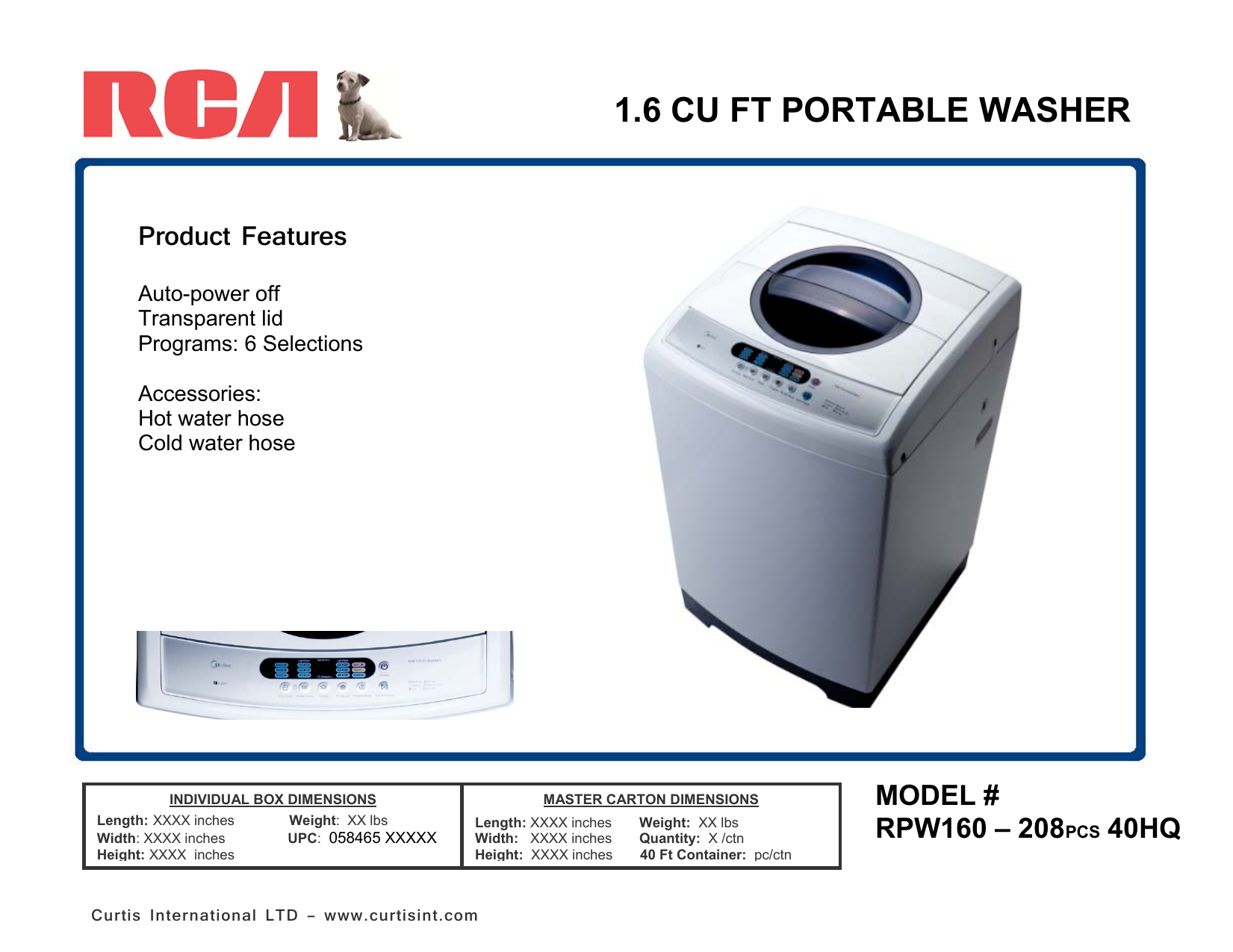 RCA - RPW160 - 1.6 Cu. ft. Portable Washer
