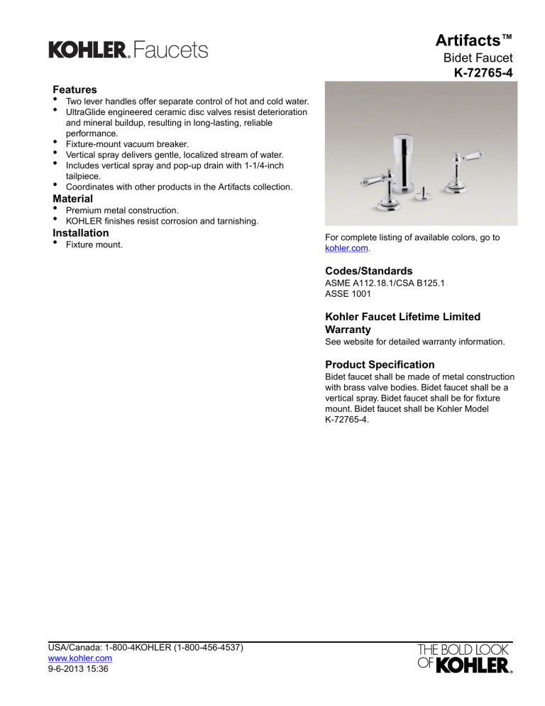 Kohler K 4 Sn K 4 2bz K 4 Bn K 4 Bv Specification Manualzz