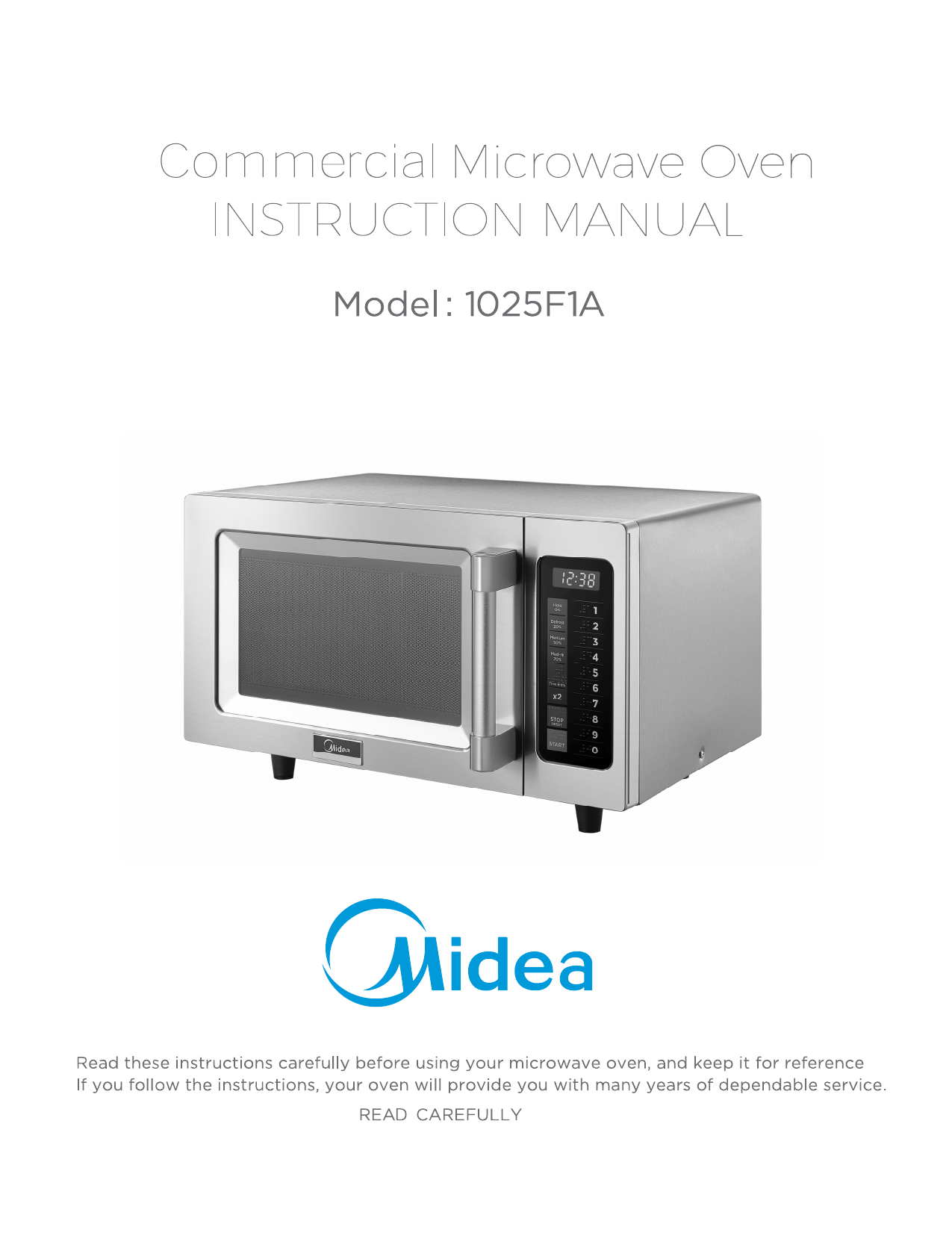 Midea 1025F1A 1000 Watts Commercial Microwave Oven - 0.9 cu. ft