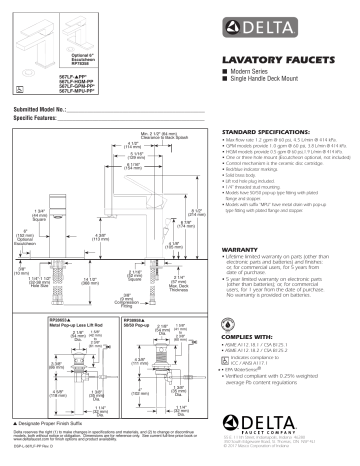 Delta 567LF-MPU-PP Modern Single Hole Single-Handle Project-Pack ...