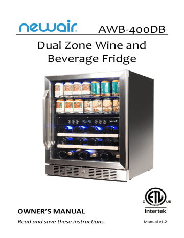 NewAir AWB400DB 24 Inch Built-In Glass Door Beverage Center Owner's Manual | Manualzz